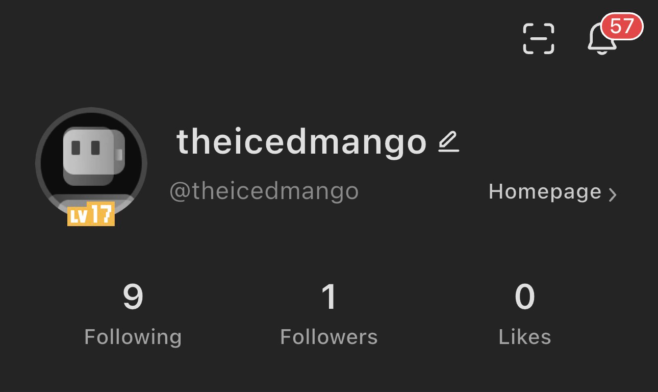 Account menu top navigation