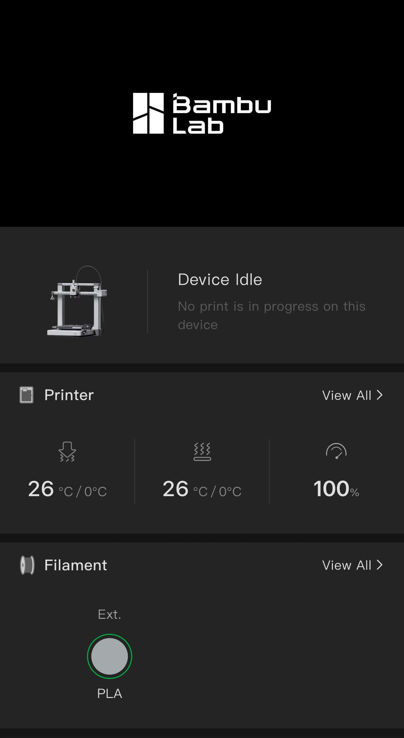 Bambu Handy devices screen
